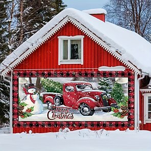 Preboun 2,1 X 2,4 M Bannière De Porte De Garage Extérieure De Noël U2013 Grande Toile De Fond Pour Décoration Murale De Maison De Vacances (Nativité