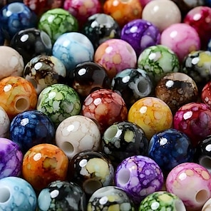 100pcs 8mm Bracelet Jewelry Making Kit Crystal Beads Stone Pattern Beads  Bulk Ball Gemstone Set Diy Suitable For Women Adult Beginners Earrings  Necklace Decoration Glass Beads