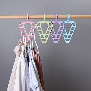 1pc Multifunctional Rotatable Clothes Hanger, Non-Slip Triangle 9 Holes  Plastic Clothes Hanger, Space Saving Folding Magic Hook For Closet  Organizer