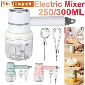 300ML Electric Mini Food Processor, 60W Cordless Food Press Garlic