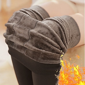 Leggings forrados de vellón de cordero para mujer Pantalones térmicos de  cintura alta con bolsillos