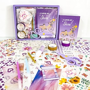 DIY Journal Kit Planner Notebook Scrapbook & Diary Supplies Set Fun Cute  Art & Crafts Stuff Including Sticker/Paper Clip/Picture