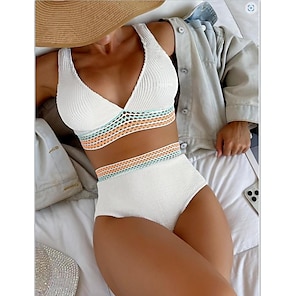 cheap -Women's Normal Sexy Lingerie Solid Color Pure Color Sexy Push Up Summer Home Bed Swimming Polyester Quick Dry Stretchy Shorts 2 Piece High Waisted Summer Spring White
