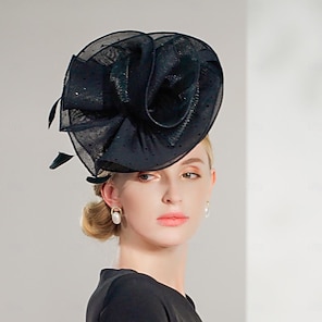 cheap -Fascinators Hats Headwear Nonwoven Sinamay Saucer Hat Top Hat Wedding Tea Party Elegant Wedding With Feather Splicing Headpiece Headwear