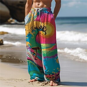 Men's Linen Pants Summer Pants Cropped Pants Beach Pants