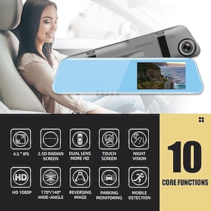 cheap -L1043 1080p HD Rear Camera Car DVR 170 Degree Wide Angle 4 inch IPS Dash Cam with Night Vision G-Sensor Parking Monitoring 4 infrared LED Car Recorder