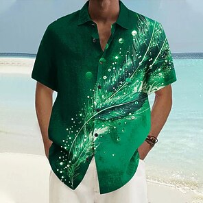 Chemise Métallisée Brillante Homme - Impression 3D - Col Rond, Manches Longues - Style Disco Années 70 - Pour Fêtes Et Soirées