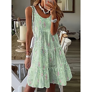 Robe Femme Manches Longues Bretelles - Coton Décontracté - Style Bohème été Robe Plage Vacances