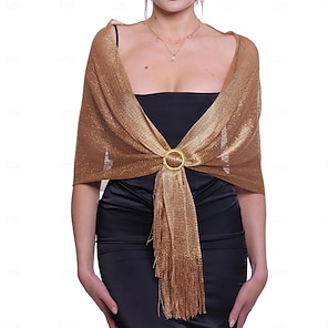 gold shawl for evening dress Iridescent Champagne Gold Pashmina Shawl – Central Chic main image 0