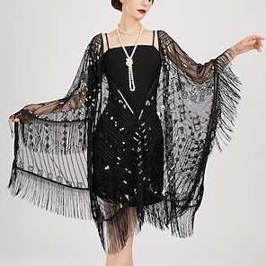 slim fit dress slacks BABEYOND Gorgeous Beaded Off Shoulder Plus Size Flapper Dress, Plus Gatsby Dress for 1920s Party, Black/Gold, Size 3XL main image 0