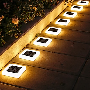 Solpex Luci solari per esterni, 8 pezzi, luce per scale, impermeabile, illuminazione a LED per scale esterne, gradini, recinzione, cortile, terrazza, grondaia, sentiero, decorazione, bianco caldo