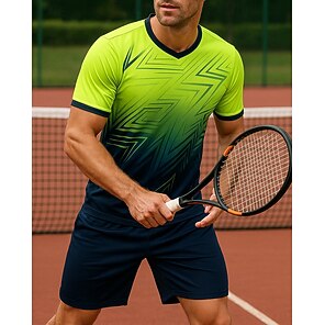 Ensemble Homme été 2 Pièces - T-shirt Col V Et Short De Sport - Tenue Décontractée Pour Loisirs, Sport, Confort
