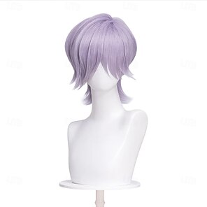 Nunubee Kurzhaar-Perücke Grau-lila – Gerade Cosplay Perücke Für Anime & Kostümpartys