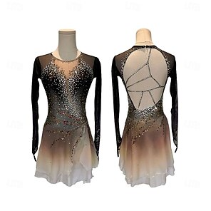 slim fit dress slacks Black Ice Skating Dress with Aurum Swarovski Crystals by Tania Bass Royal Blue