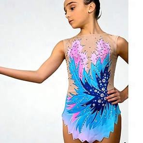 Spinner Patinage Artistique FEESHOW Robe De Patinage Artistique Enfant Fille Strass Tunique Patinage Artistique Femme