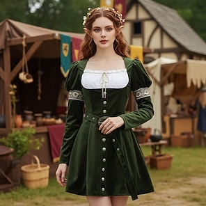 Renaissance bordeauxrode off-shoulder jurk | Lange Halloween-jurk voor haar | Middeleeuwse lange jurk dames | Perfect voor cosplay en festivals - België