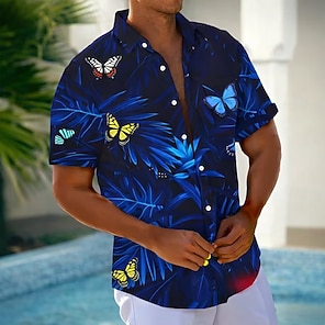 TUONROAD Camicia Uomo Hawaiana Con Stampa 3D Neon – Maniche Corte, Leggera, Taglia M – Ideale Per Feste Estive E Spiaggia