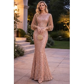 strapless open back dress Sequin-Butterfly Long-Sleeve Formal Dress