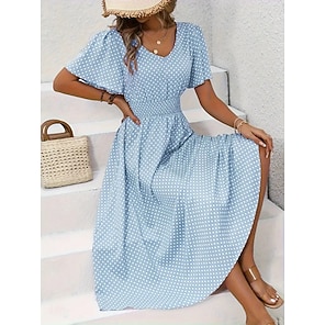 short sleeve casual solid color dresses from lightinthebox Women's Women's Summer Dress V Neck Cotton Linen Summer Dress Women Blue, blue, S Fashion Casual Dresses For Summer- Online