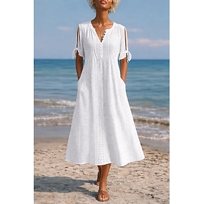 short sleeve casual solid color dresses from lightinthebox Women's White Dresses For Women- Online