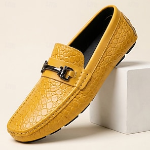 yellow gold dress shoes Mens Flashy Yellow Satin Textile Loafers Dress Shoes After Midnight 6978 main image 1
