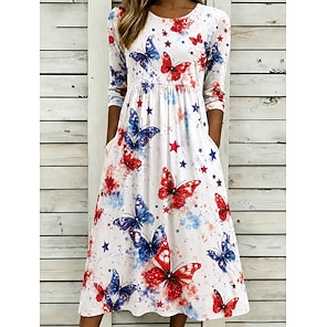 3/4 Sleeve Midi Dress- Online Shopping for 3/4 Sleeve Midi Dress - Retail 3/4  Sleeve Midi Dress from LightInTheBox