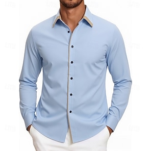 light in the box men's dress shirts Men's Dress Shirt Cotton Blend Ballroom Non-Iron Light Blue 2026
