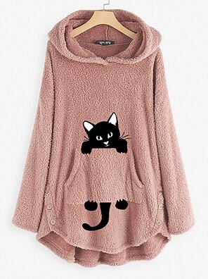 Womenu0027s Tunic Funny Tee Shirt T shirt Striped Cat 3D Cartoon Print 