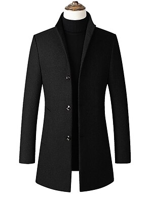 Men's Trench Coat Coat Daily Fall Spring Short Coat Stand Collar 