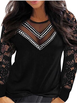 Women's Plus Size Tops Sexy Blouse Tunic Top Long Sleeve Hollow 