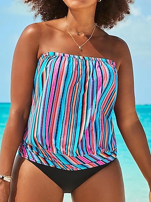 Women's Swimwear Tankini 2 Piece Plus Size Swimsuit Backless 2