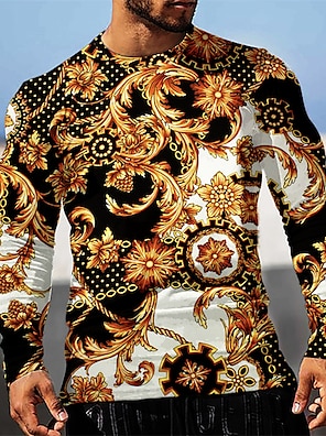 Mens Casual T-Shirt Graphic Tee Tops Baroque Polyester Print Short Sleeve Ts LOT Mens Casual T-Shirt Graphic Tee Tops Baroque Polyester Print Short Sleeve Ts LOT
