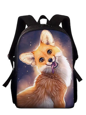 FANTAZIO Backpacks Christmas Deer Bunny Snowflake School Bag Canvas Daypack with Zipper 