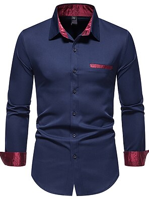 MISYAA Shirts for Men Long Sleeve Stripes Color Match Work Shirt Button Down Shirt Leisure Shirt Tank Top Mens Tops