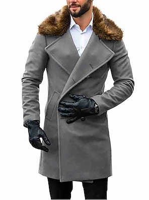 Men's Trench Coat Overcoat Daily Work Winter Long Coat Notch lapel 