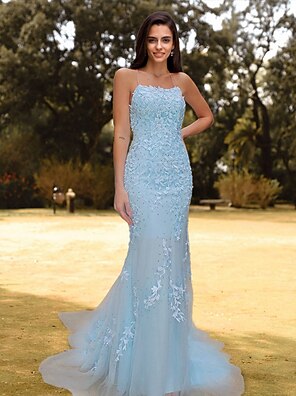 Corte Trompeta / Sirena Cortado Brillos Y Estrellas Fiesta de baile  Cumpleaños Vestido Camiseta con cuello redondo Manga Larga Cola de Corte  Organdí con Detalles de Cristal Mariposa 2022 9152732 2022 – $209.99