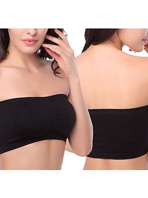 cheap -Seamless Bandeau Bra Plus Size Strapless Stretchy Tube Top Bra with Removable Pads for Women