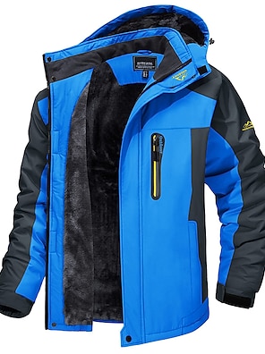  Traje de esquí para hombre, invierno, a prueba de viento, nieve,  snowboard, forro polar, chaquetas y pantalones gruesos cálidos con capucha  parkas chaqueta abrigo para hombres, 1 chaqueta azul : Ropa