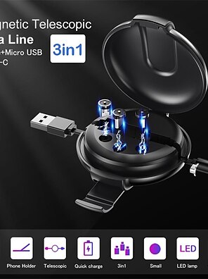 cheap -Oatsbasf 3 in 1 USB magnetic cable type C micro iPhone Huawei Samsung Xiaomi cable fast charging retractable cable