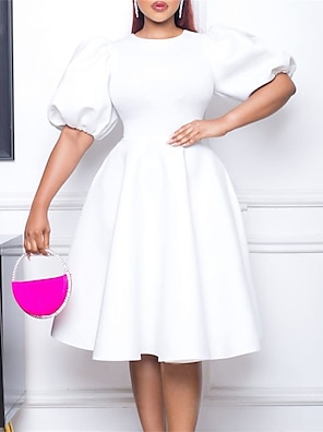 Chic Women White Pleated Dress Crew Neck Hollow Out Lace Sleeve Midi Dresses  Spring Summer Elegant Party Birthday Church Outfits - Dresses - AliExpress