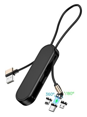 billige -540 graders roterende magnetisk kabel til iphone 14 13 tre i ét magnetiske hoveder bærbart micro usb type c ladekabel