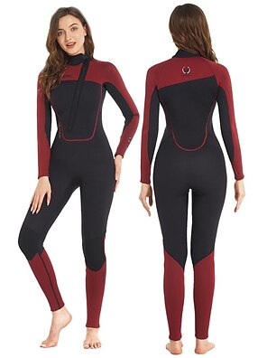 cheap -Women&#039;s Full Wetsuit 3mm SCR Neoprene Diving Suit Thermal Warm UPF50+ Anatomic Design High Elasticity Long Sleeve Full Body Front Zip - Swimming Diving Surfing Scuba Patchwork Printed Spring Summer