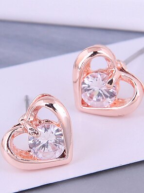 cheap -Women&#039;s Stud Earrings Earrings Geometrical Heart Earrings Jewelry Silver / Rose Gold For Carnival Prom Festival
