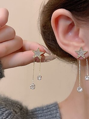cheap -Women&#039;s Stud Earrings Earrings Tassel Fringe Star Earrings Jewelry Golden For Wedding Party Gift Festival