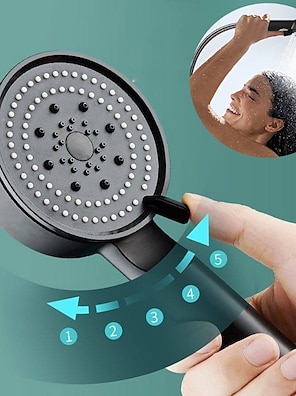 Grifo de llenado de bañera negro mate con 2 manijas en forma de cascada  para montaje en pared con ducha de mano