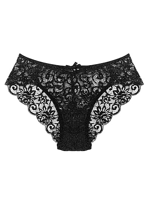 cheap -Women's Sexy Lingerie Panties Pure Color Fashion Comfort Soft Home Daily Vacation Lace Breathable Summer Spring Lotus Pink Black