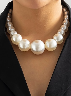 abordables -Collier de Perle Imitation Perle Femme Mode Personnalisé Luxe Perles Forme Géométrique Colliers Tendance Pour Mariage Fiançailles Fête scolaire