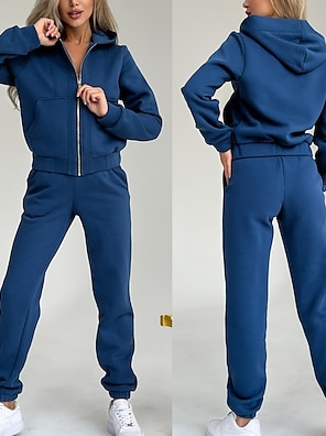 Women's Sweatsuit Activewear Set Yoga Set Winter Pocket Hooded