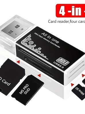 Lecteur de cartes SD， lecteur de cartes mémoire USB 3,0 4en1 USB  5 Gb/s lecture pour carte SD Micro SD Carte MS CF Adaptateur de lecteur
