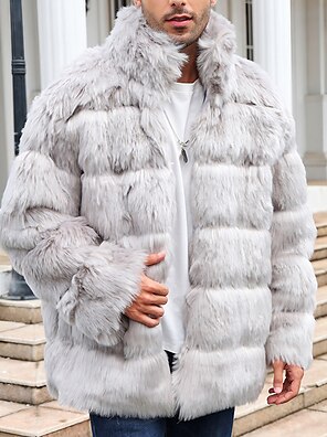 Men's White Fox Fur Coat